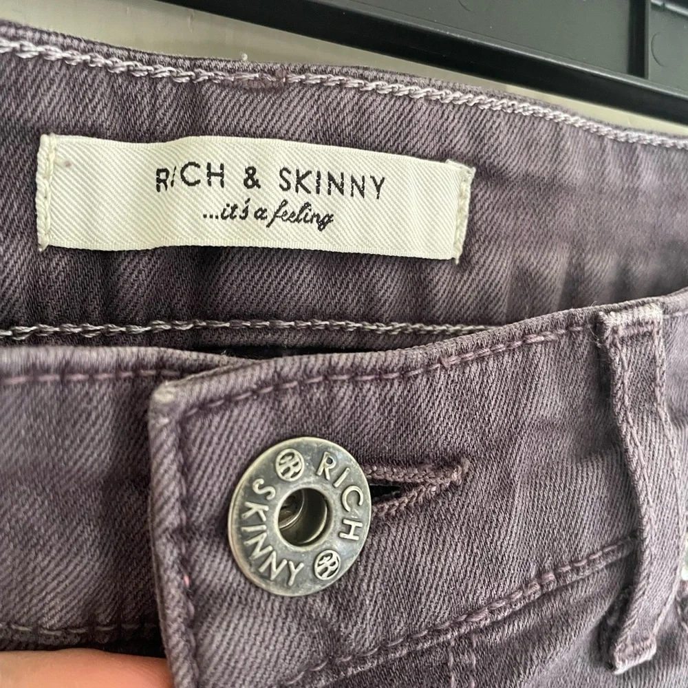 Rich & Skinny Dark Gray Washed Purple Jeans Grunge Punk Faded Comfy Casual Cute - Picture 3 of 7